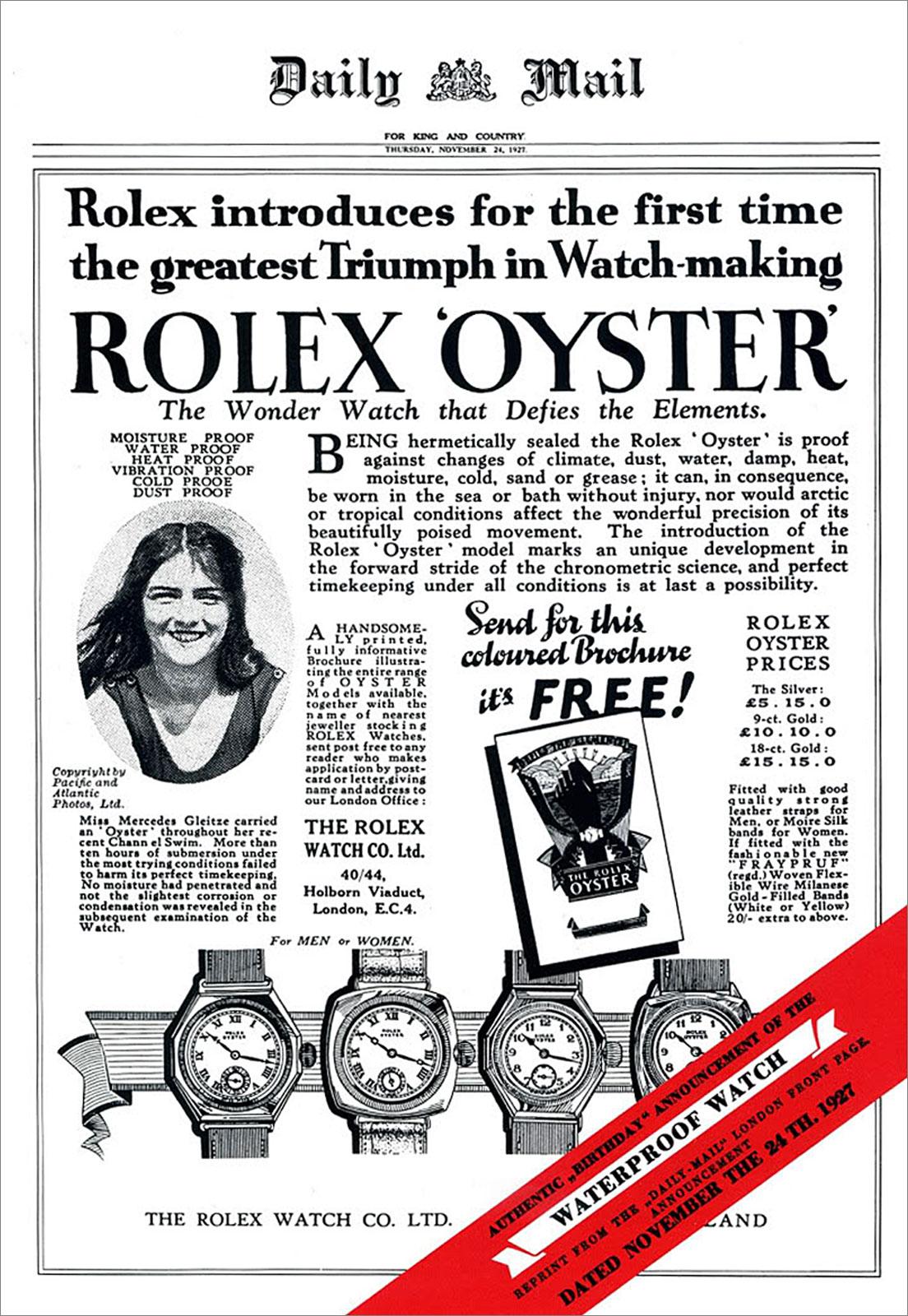 Rolex Oyster première montre étanche